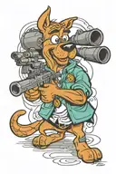 Scooby doo holding a sniper tattoo design idea