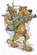 Scooby doo holding a sniper tattoo design idea