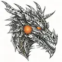 iron lava dragon head high detail tattoo design idea