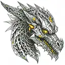 iron lava dragon head high detail tattoo design idea