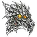 iron lava dragon head high detail tattoo design idea