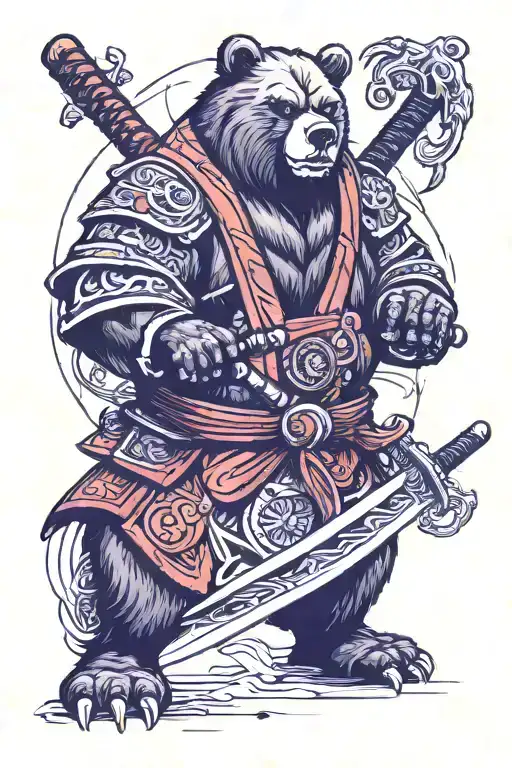 samurai bear tattoo design idea