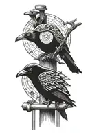 itachi crow with sharingan on a pole intertwined tattoo design idea