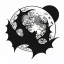 gothic full moon and bat  tattoo design idea