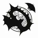 gothic full moon and bat  tattoo design idea