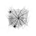 hearts with a spider web in one with a spider coming out of it tattoo design idea