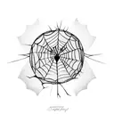 hearts with a spider web in one with a spider coming out of it tattoo design idea