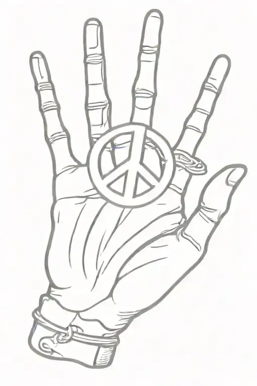 skeleton hand peace sign tattoo design idea