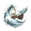 a boat on a wave in a storm tattoo design idea