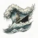 a boat on a wave in a storm tattoo design idea