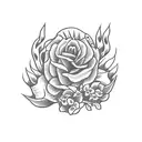 calavera con flores de cerezo tattoo design idea