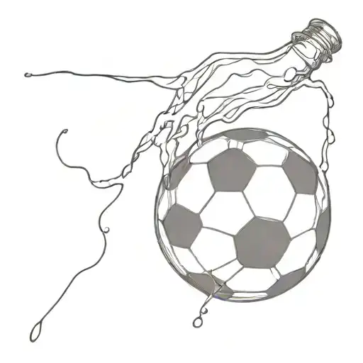 soccer ball beer bottle pouring tattoo design idea