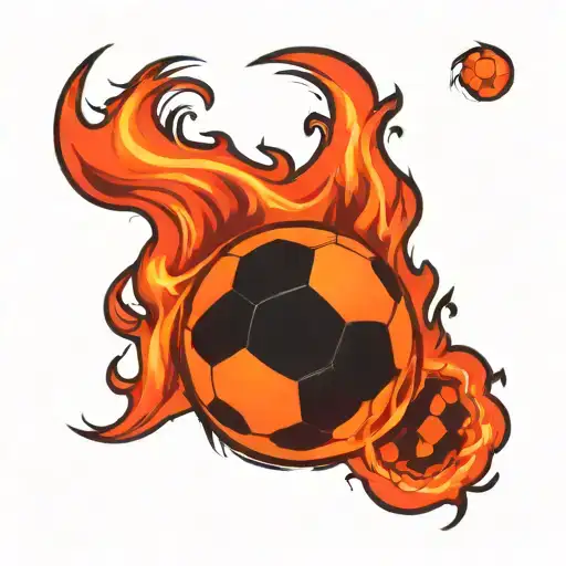 soccer fire flames tattoo design idea