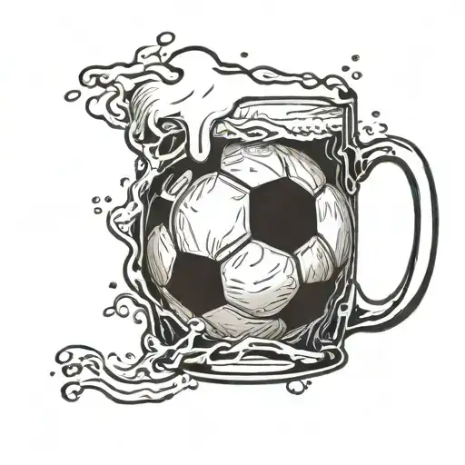 soccer ball beer mug tattoo design idea