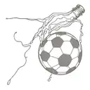 soccer ball beer bottle pouring tattoo design idea