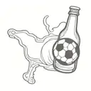 soccer ball beer bottle pouring tattoo design idea