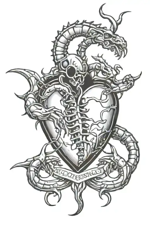 scorpions making a heart tattoo design idea