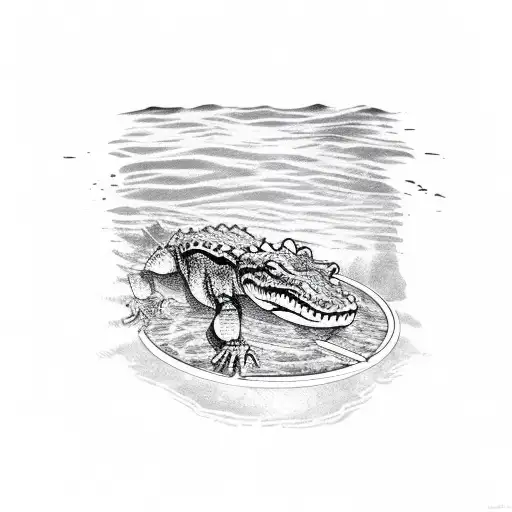 alligator using a swimming ring tattoo design idea