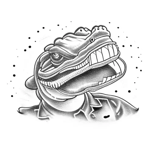 Truck driver with voodoo tattoos wrestling an alligator tattoo design idea