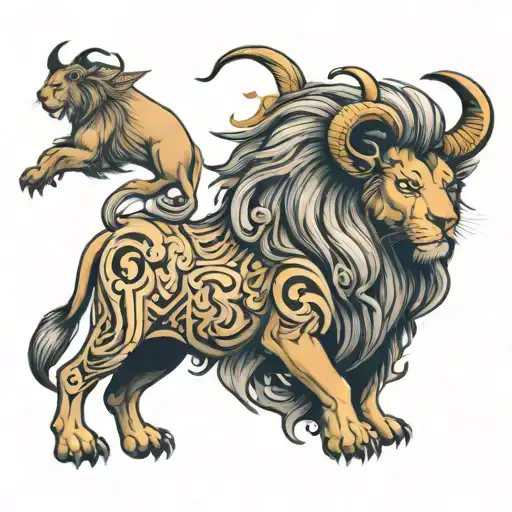 lion, ram, bull tattoo design idea