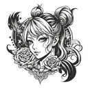 anime girl 02 tattoo design idea