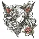 anime girl 02 tattoo design idea