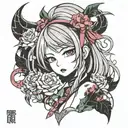 anime girl 02 tattoo design idea