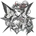 anime girl 02 tattoo design idea