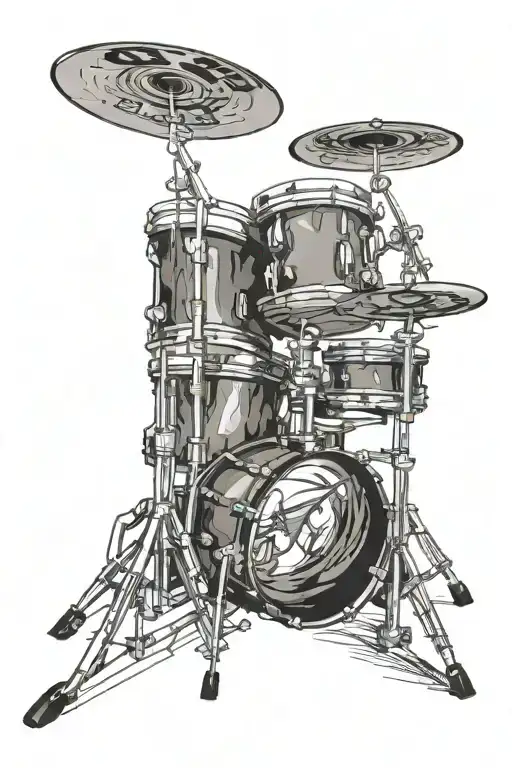drum kit with tenor saxophone tattoo design idea