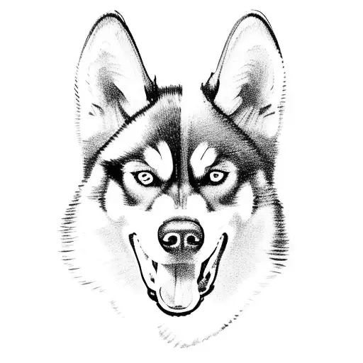 A Husky dog driving a Mercedes-Benz car tattoo design idea