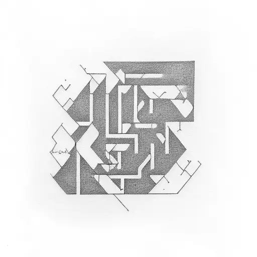 A dotwork tattoo featuring a labyrinth or maze, symbolizing the challenges and rewards of the client's pursuit of wealth tattoo design idea