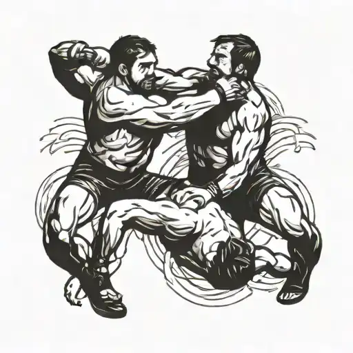 A dynamic and powerful wrestling move being executed in the wrestling ring tattoo design idea