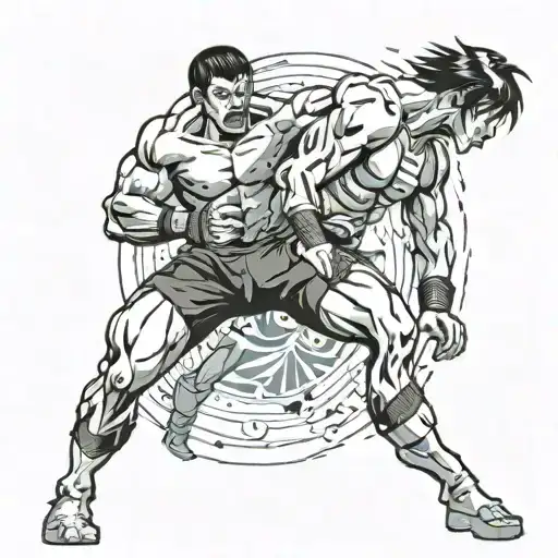 A dynamic and powerful wrestling move being executed in the wrestling ring tattoo design idea