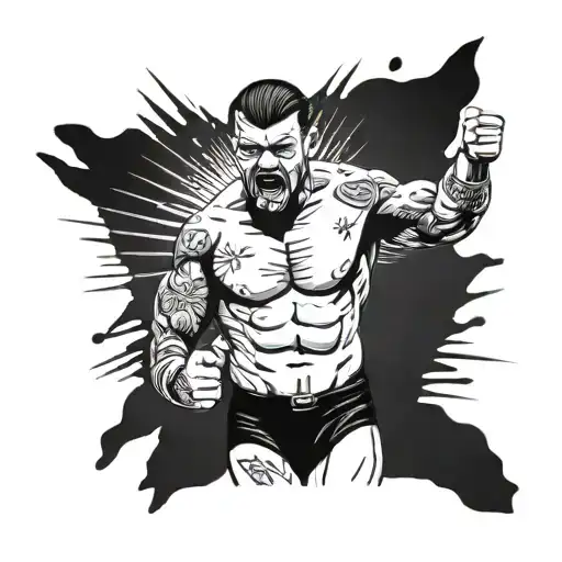 Pro wrestler Showing off  tattoo design idea