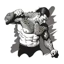 Pro wrestler Showing off  tattoo design idea