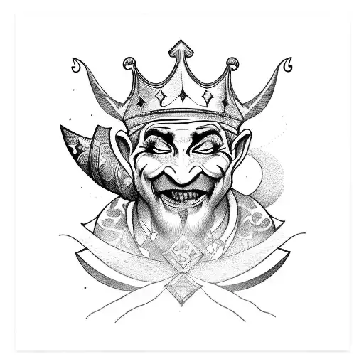 jester, fool, wise man, king tattoo design idea