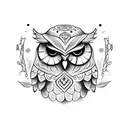 owl, jester, wisdom, fool tattoo design idea