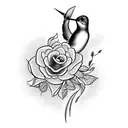 curved around the arm, humming-bird with flower, climbing plant with flowers tattoo design idea