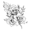 curved around the arm, humming-bird with flower, climbing plant with flowers tattoo design idea