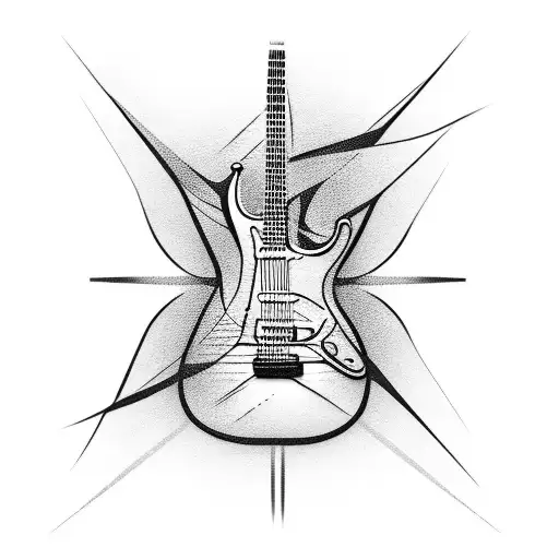web with guitar stuff tattoo design idea