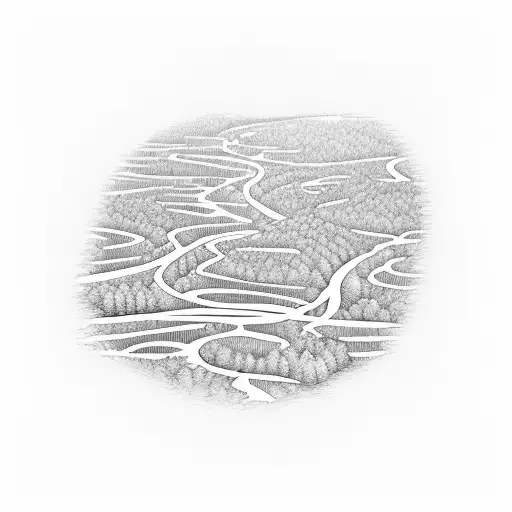 aerial view of meandering river tattoo design idea