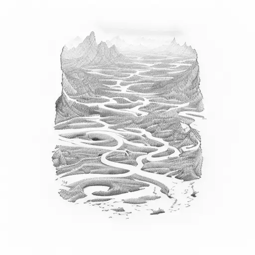 aerial view of meandering river tattoo design idea