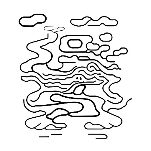 aerial view of meandering river tattoo design idea