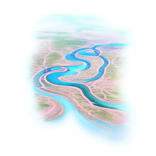 aerial view of meandering river tattoo design idea