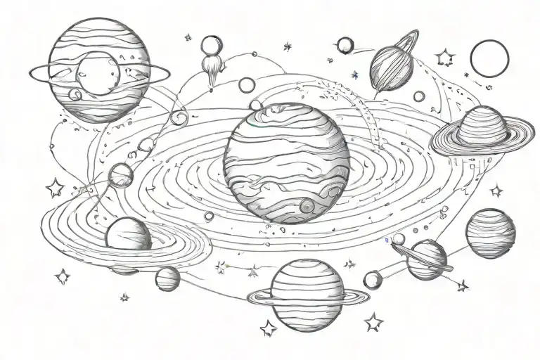 cosmos and planets tattoo design idea