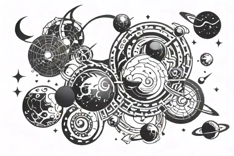 cosmos and planets tattoo design idea