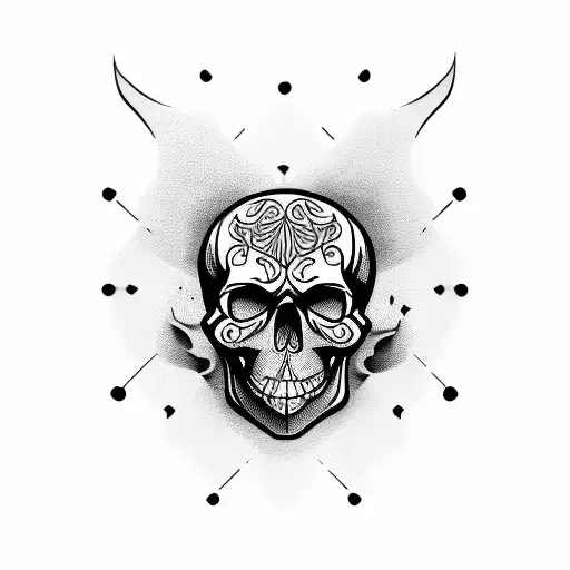 skull being tattooed tattoo design idea