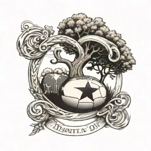 Infinity Symbol with football in the one side and a family tree on the other. The two thinnngs should be inside the loop tattoo design idea