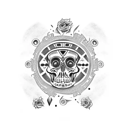 aztec calaveras  tattoo design idea