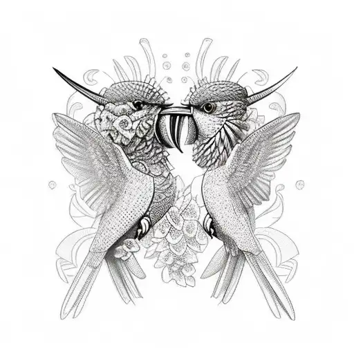 aztec hummingbirds  tattoo design idea